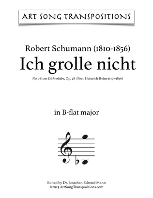 Book cover for SCHUMANN: Ich grolle nicht, Op. 48 no. 7 (transposed to B-flat major, A major, and A-flat major)