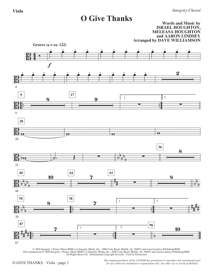 O Give Thanks - Viola O Give Thanks - Viola Choir scores gallery preview page 1