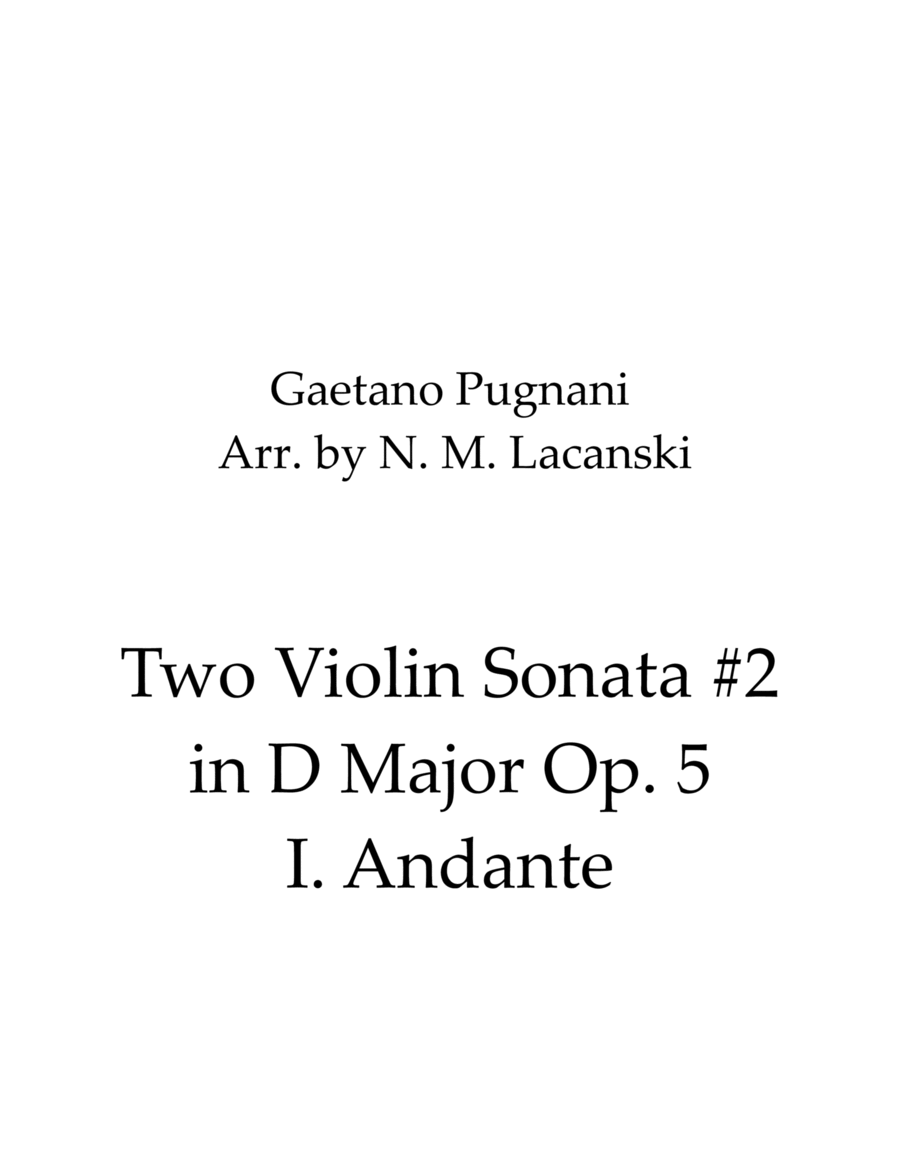 Two Violin Sonata #2 in D Major Op. 5 I. Andante image number null