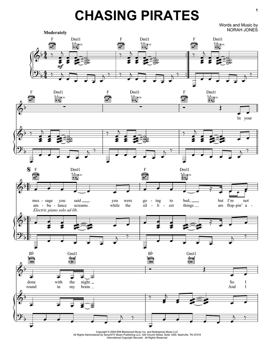 Chasing Pirates Piano, Vocal, Guitar scores gallery preview page 1