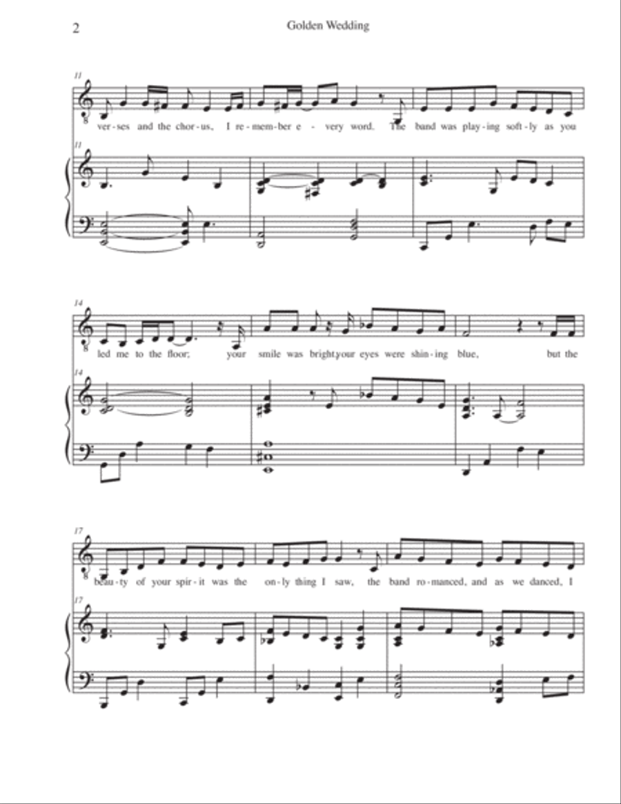 Golden Wedding (for a 50th Wedding Anniversary Celebration) - Key of C/D Piano, Vocal, Guitar scores gallery preview page 3