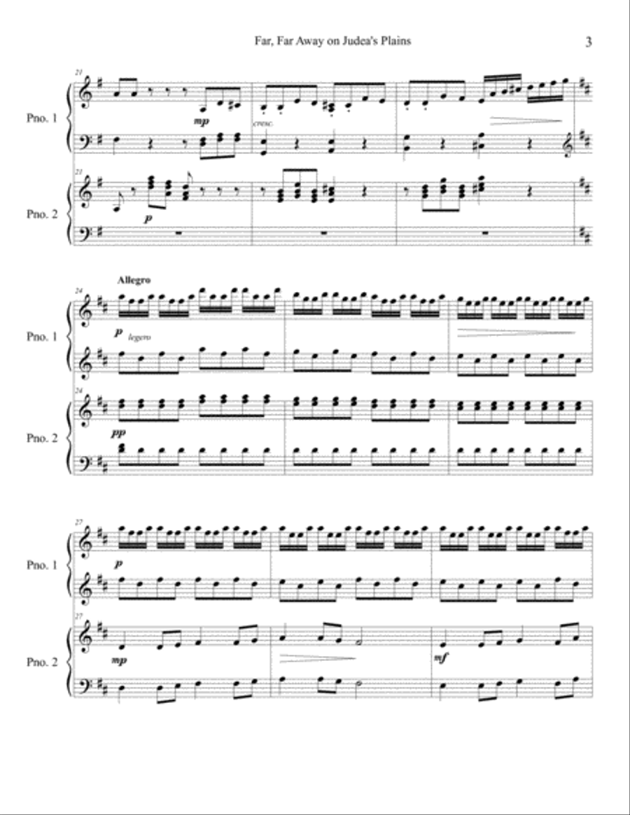 Far, Far Away on Judea's Plains (in the style of George F. Handel), Two Piano 2 Pianos, 4-Hands scores gallery preview page 3