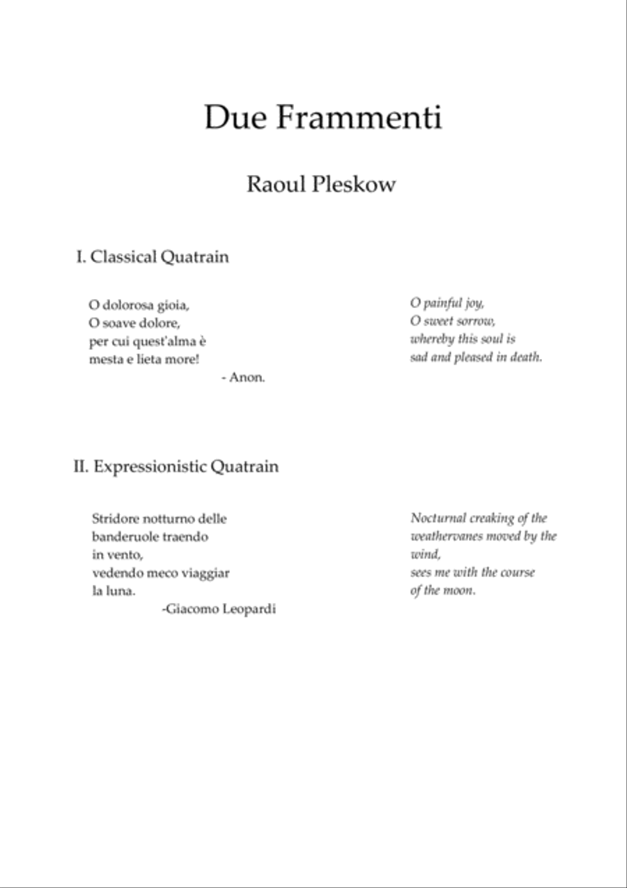 [Pleskow] Due Frammenti High Voice scores gallery preview page 4