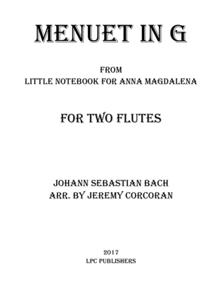 Book cover for Menuet in G for Two Flutes
