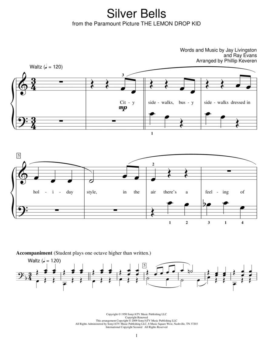 Silver Bells (arr. Phillip Keveren) Piano Method scores gallery preview page 1