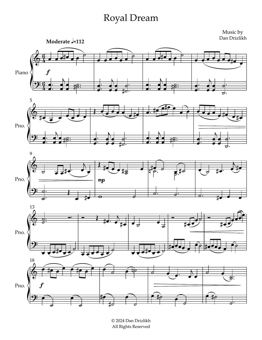 Royal Dream Royal Dream Piano Solo scores gallery preview page 1