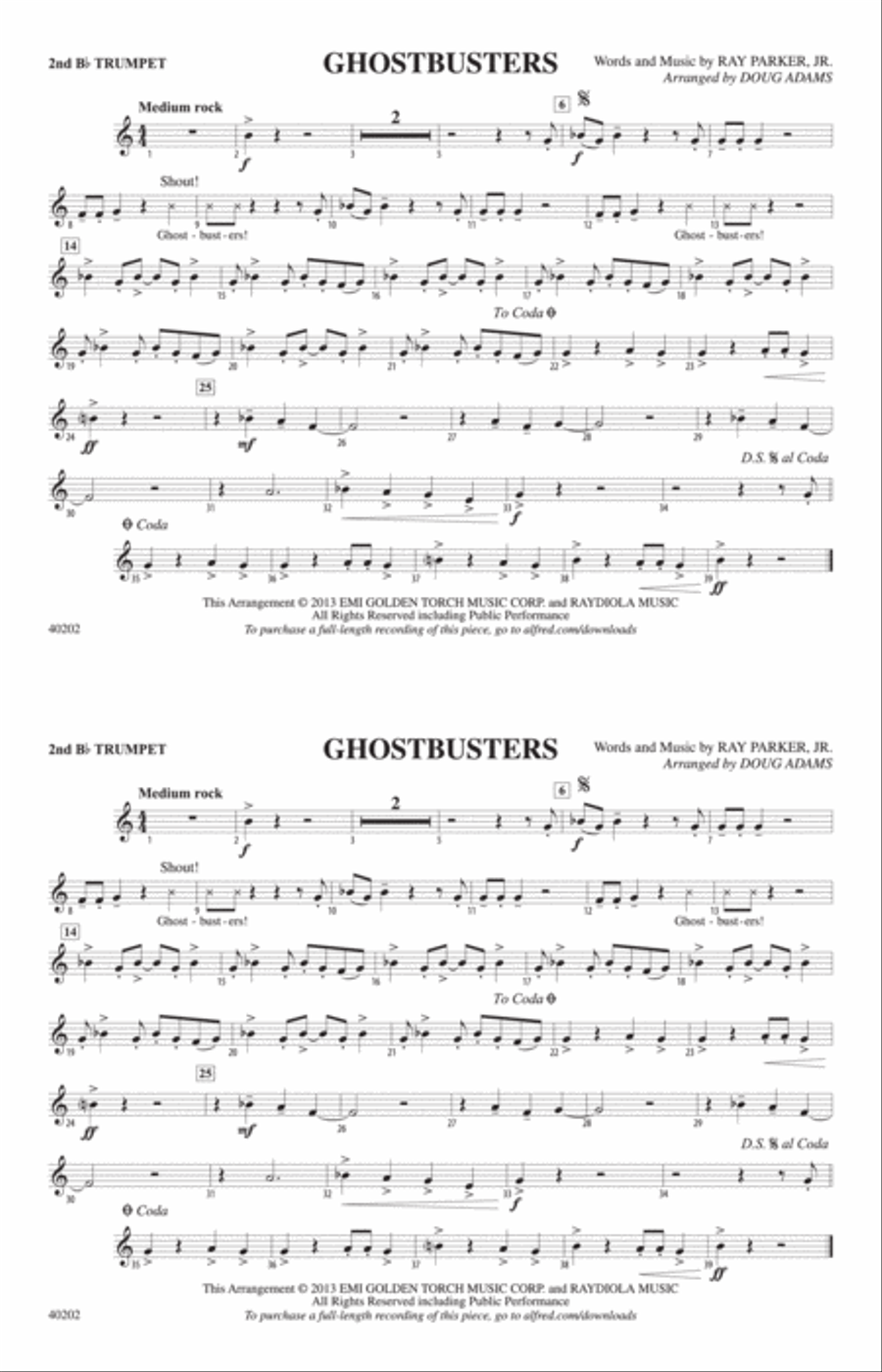 Ghostbusters: 2nd B-flat Trumpet Marching Band scores gallery preview page 1