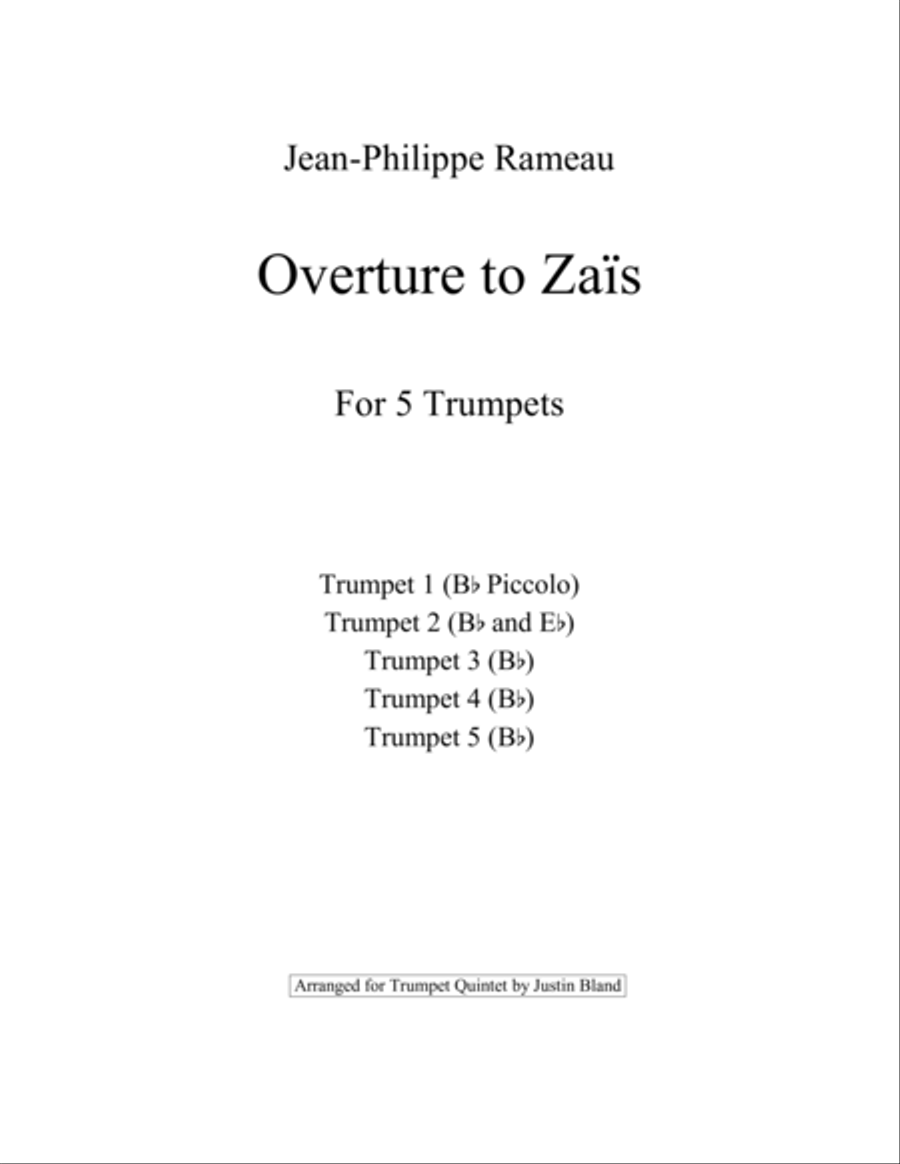 Overture to Zaïs Small Ensemble scores gallery preview page 1