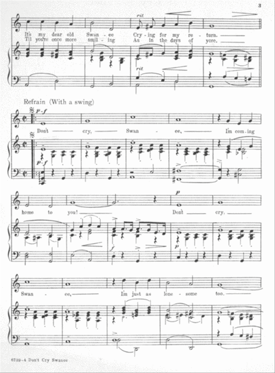 Don't Cry, Swanee Voice scores gallery preview page 3