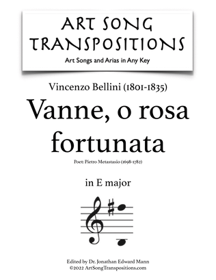 Book cover for BELLINI: Vanne, o rosa fortunata (transposed to E major)