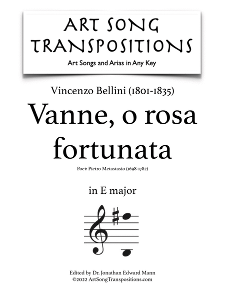BELLINI: Vanne, o rosa fortunata (transposed to E major)