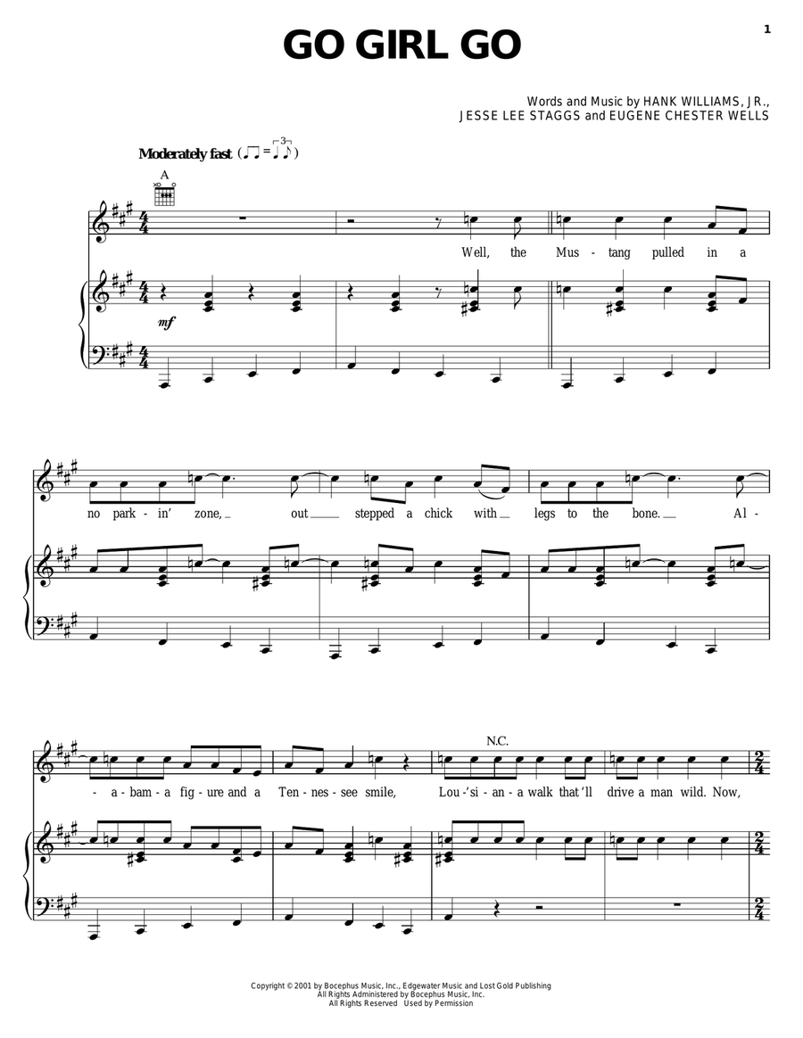 Go Girl Go Go Girl Go Piano, Vocal, Guitar scores gallery preview page 1