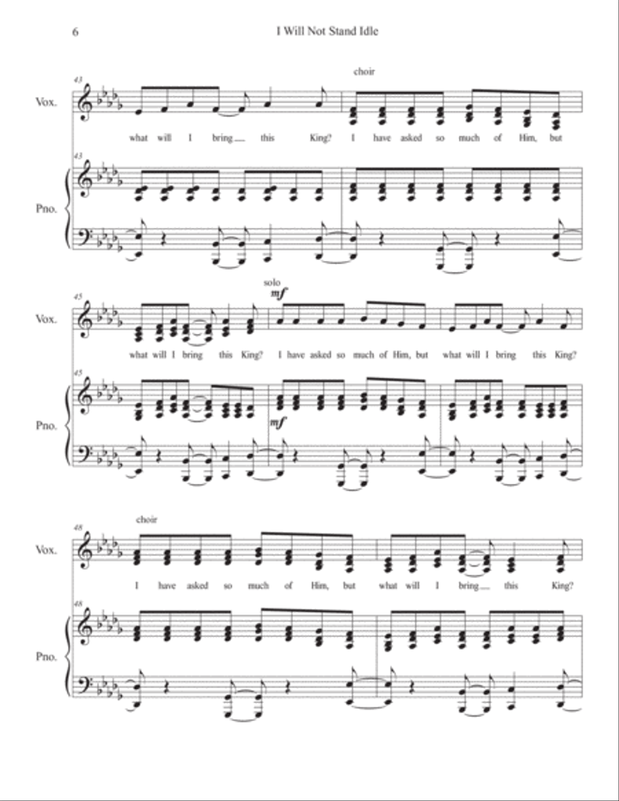 I Will Not Stand Idle (SAT, optional B) 4-Part scores gallery preview page 6