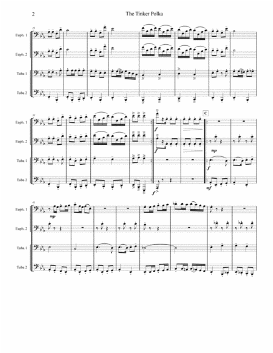 Tinker Polka - Tuba/Euphonium Quartet Brass Ensemble scores gallery preview page 2