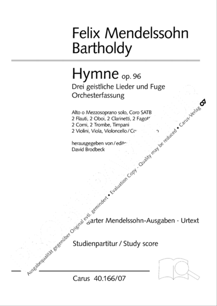 Mendelssohn: Hymn - Three sacred songs - fugue