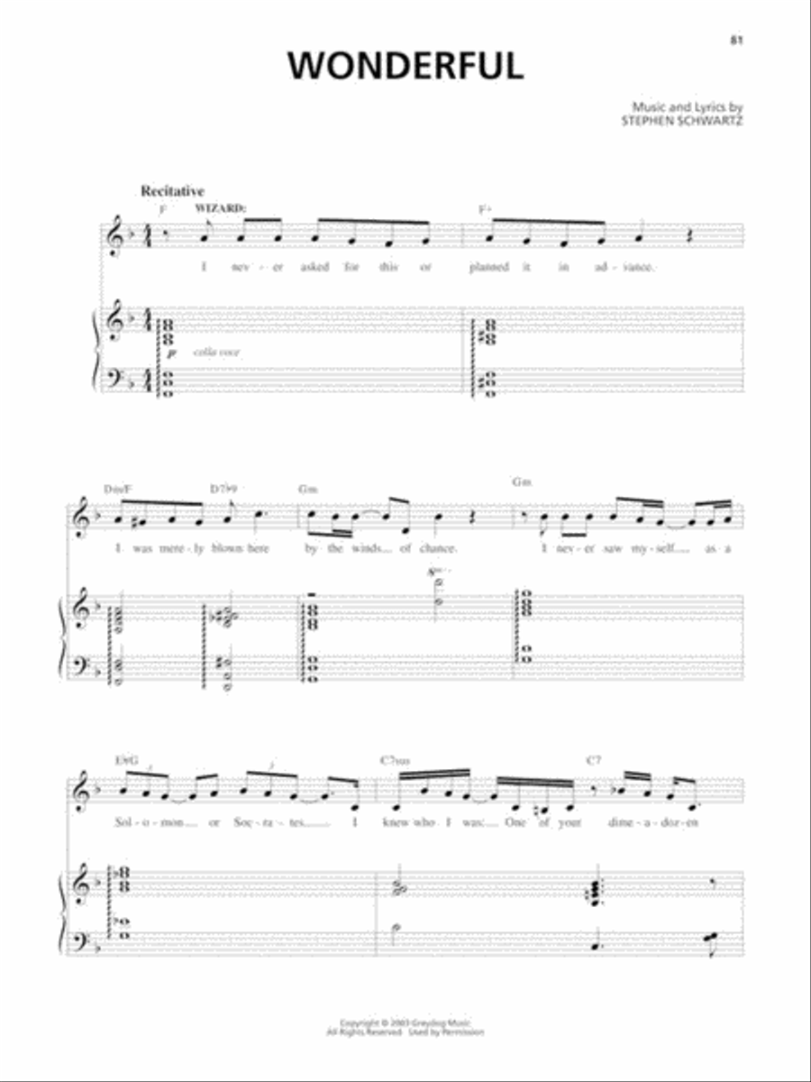 Wicked (Vocal Selections) Piano, Vocal scores gallery preview page 6