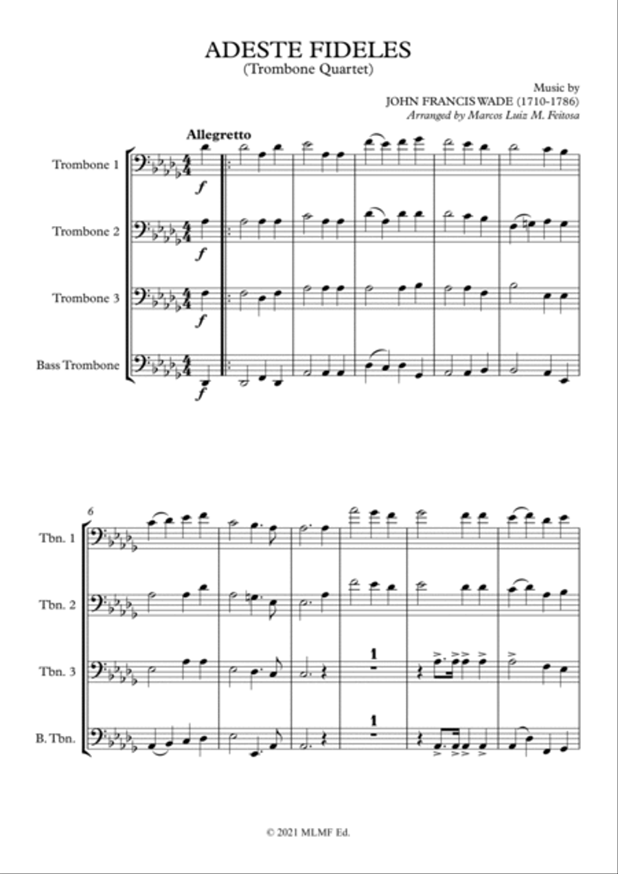 Adeste Fideles - Trombone Quartet Adeste Fideles - Trombone Quartet Trombone Quartet scores gallery preview page 3