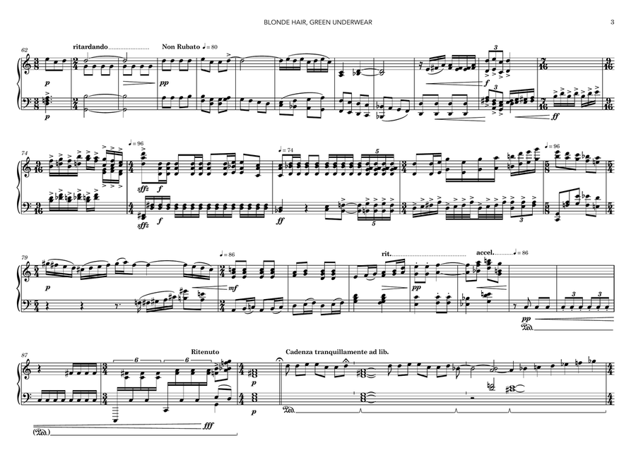 Blonde Hair, Green Underwear Piano Solo scores gallery preview page 3