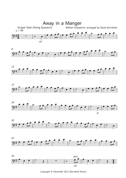 Away in a Manger (Gospel Style!) for Cello and Piano image number null