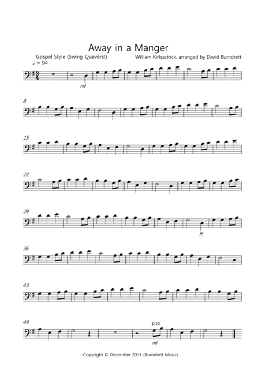 Away in a Manger (Gospel Style!) for Cello and Piano Away in a Manger (Gospel Style!) for Cello and Piano Piano scores gallery preview page 3