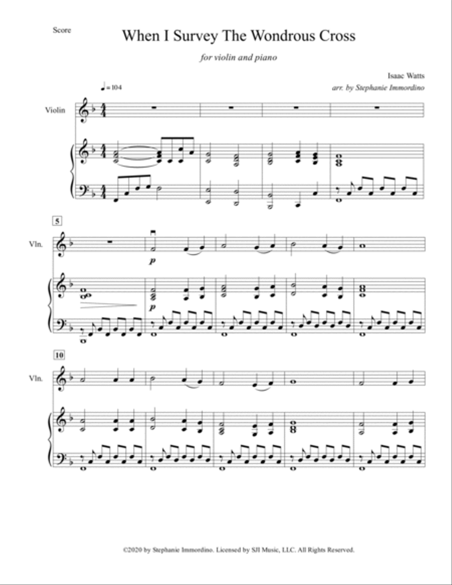 When I Survey, for Violin and Piano Violin Solo scores gallery preview page 2