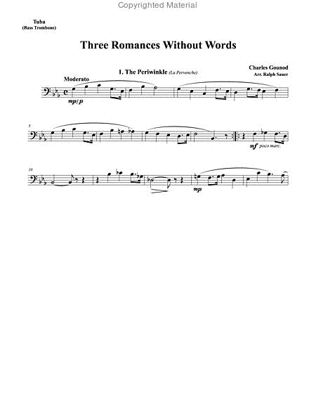 Three Romances Without Words for Tuba or Bass Trombone & Piano