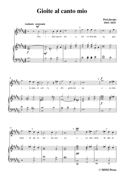 Peri-Gioite al canto mio in B Major, for Voice and Piano image number null