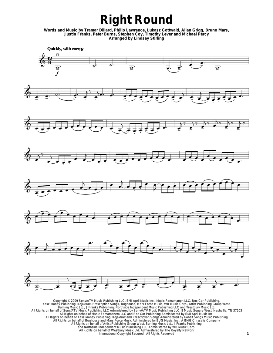 Right Round Right Round Violin Solo scores gallery preview page 1
