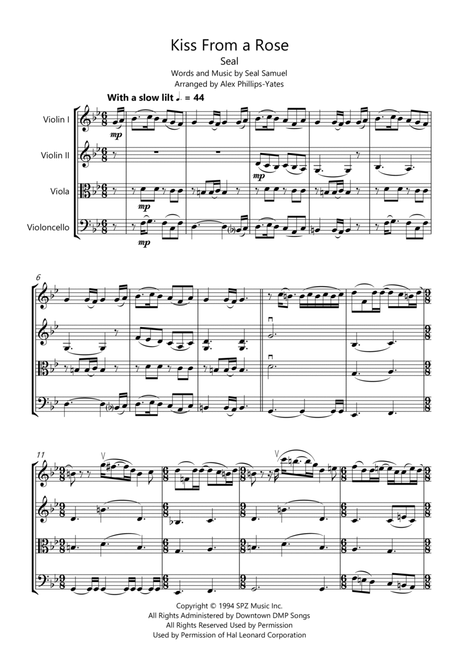 Kiss From A Rose String Quartet scores gallery preview page 1