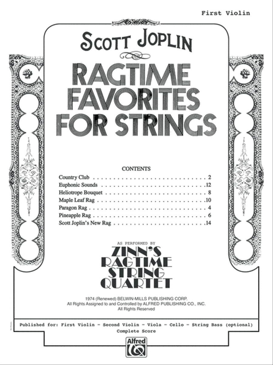 Ragtime Favorites for Strings