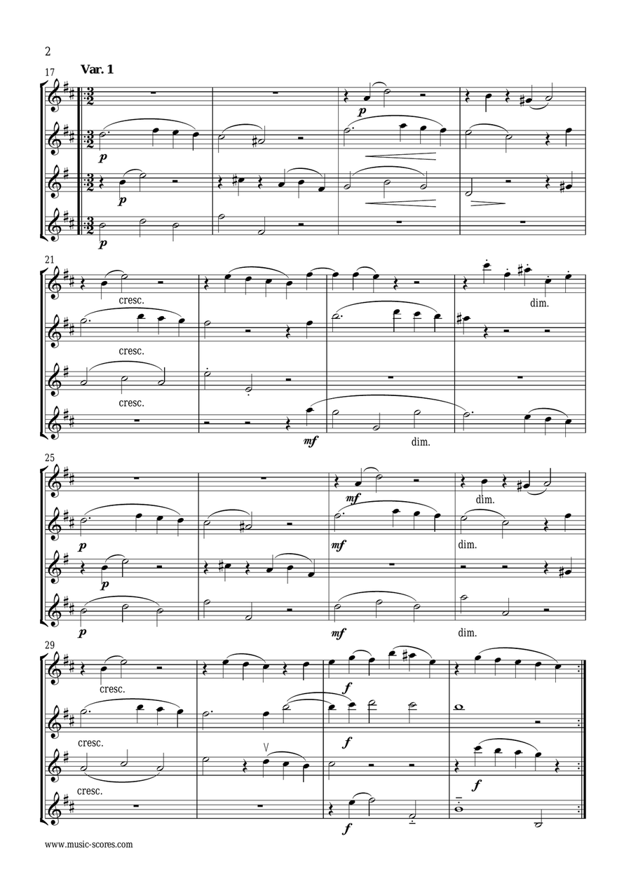 Sarabande - Sax Quartet - D minor Saxophone Quartet scores gallery preview page 2