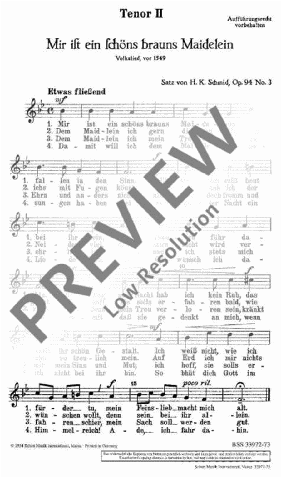 Mir ist ein schönes brauns Maidlein gefallen in den Sinn Men's Choir scores gallery preview page 6