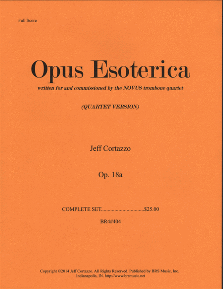 Jeff Cortazzo : Opus Esoterica, Op. 18a