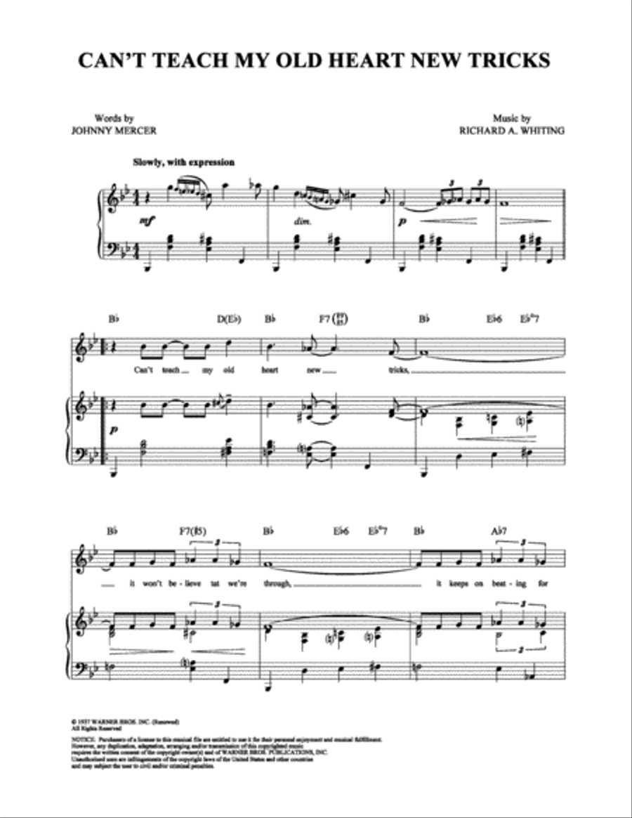 Can't Teach My Old Heart New Tricks Piano, Vocal, Guitar scores gallery preview page 1
