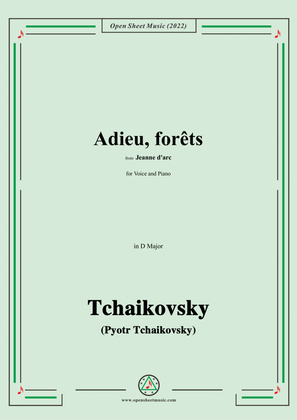 Book cover for Tchaikovsky-Adieu,forêts,from Jeanne D'arc,in D Major,for Voice and Pinao