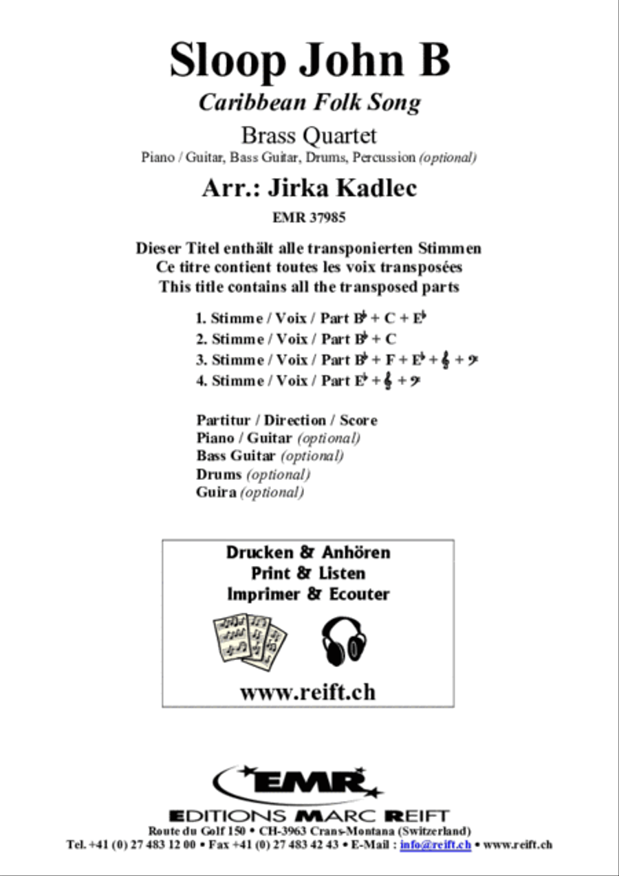 Sloop John B by Jirka Kadlec Brass Ensemble - Sheet Music page 2
