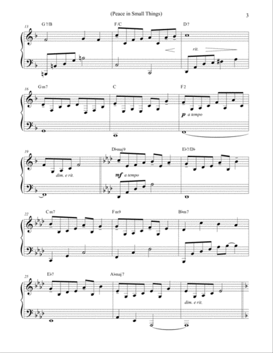Peace in Small Things Piano Solo scores gallery preview page 3