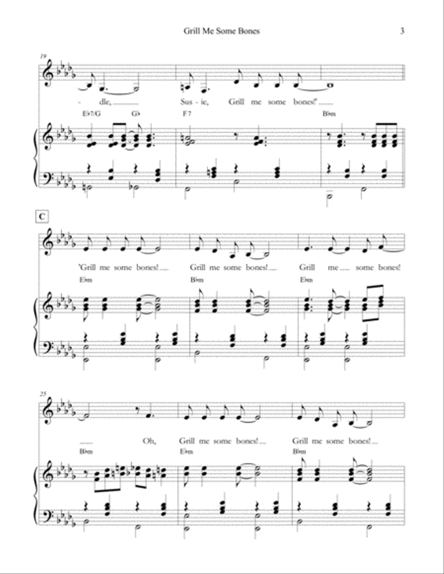Grill Me Some Bones (or ‘At the Keyhole’) - Original Song Setting of Walter de la Mare's Poetry Small Ensemble scores gallery preview page 6