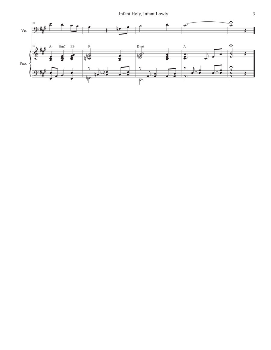 Infant Holy, Infant Lowly (Cello solo and Piano) Piano scores gallery preview page 3