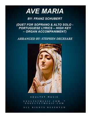 Book cover for Ave Maria (Portuguese Lyrics - Duet for Soprano & Alto Solo - High Key - Organ Accompaniment)