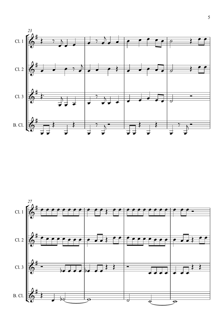 Single Ladies (Put A Ring On It) Clarinet Quartet scores gallery preview page 5