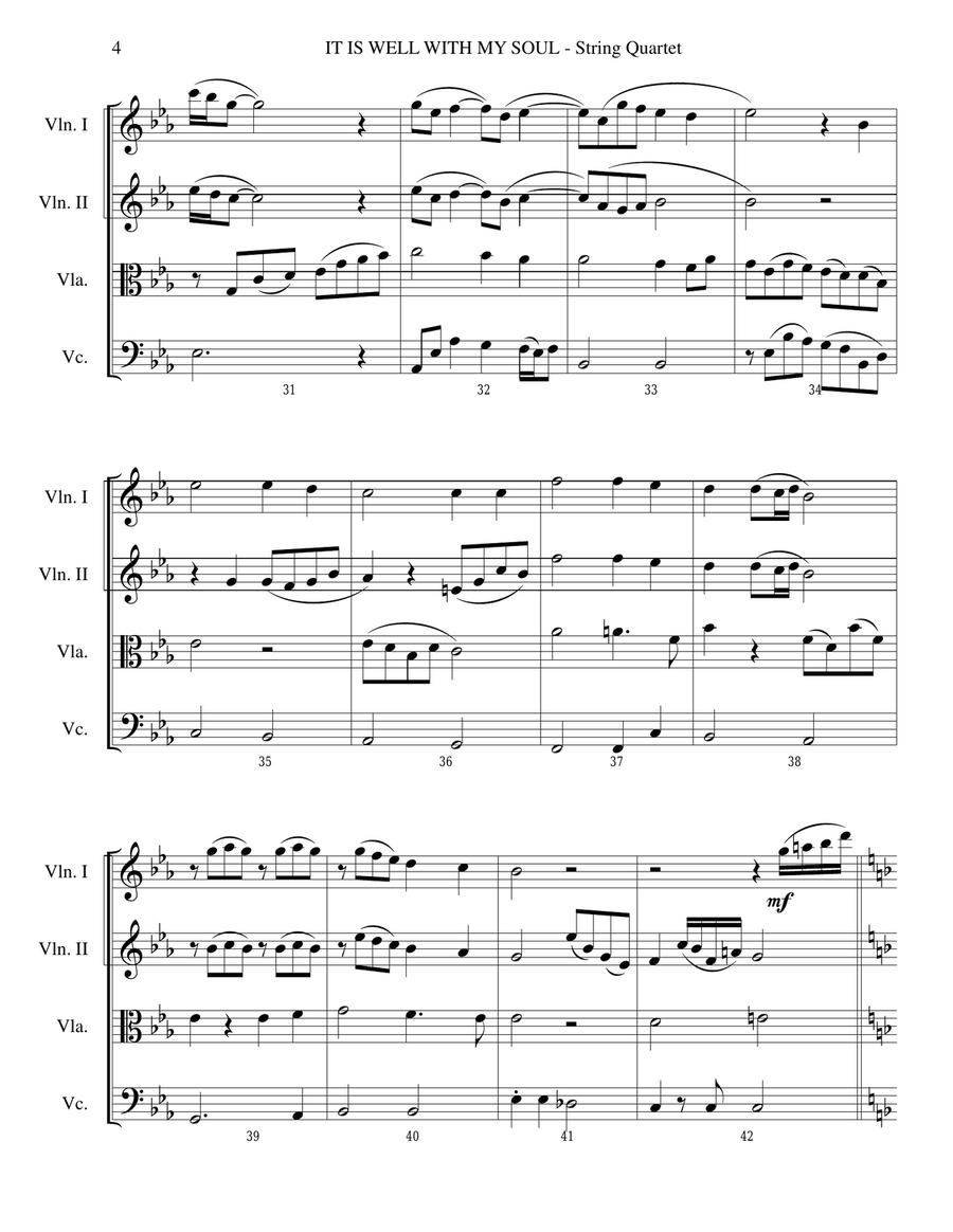 It Is Well With My Soul (String Quartet Score and Parts) String Quartet scores gallery preview page 4
