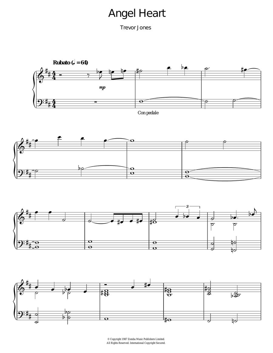 Angel Heart (Looking For Johnny/Johnny Favourite) Piano Solo scores gallery preview page 1