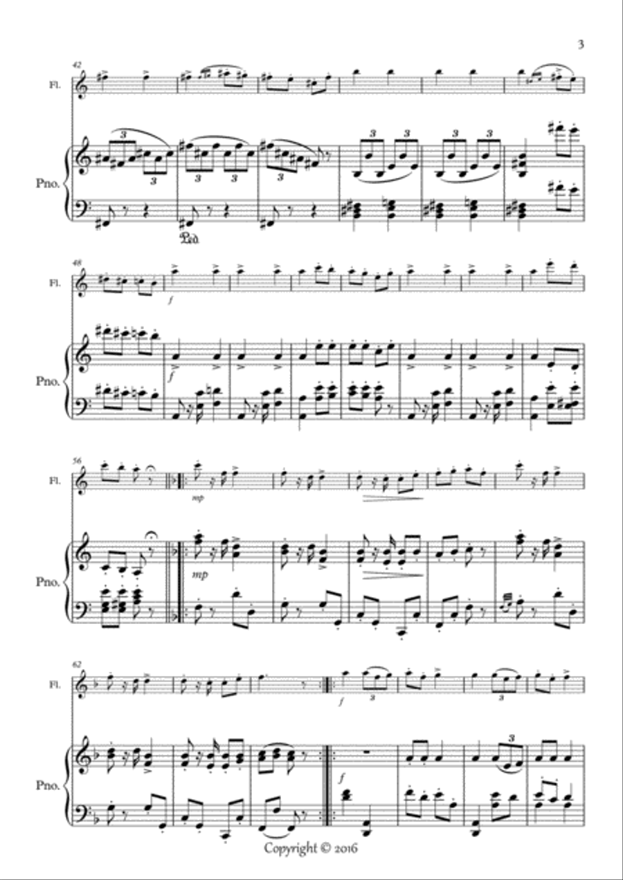 Humoresque No.5, A.Dvorak (flute and piano) Flute Solo scores gallery preview page 3