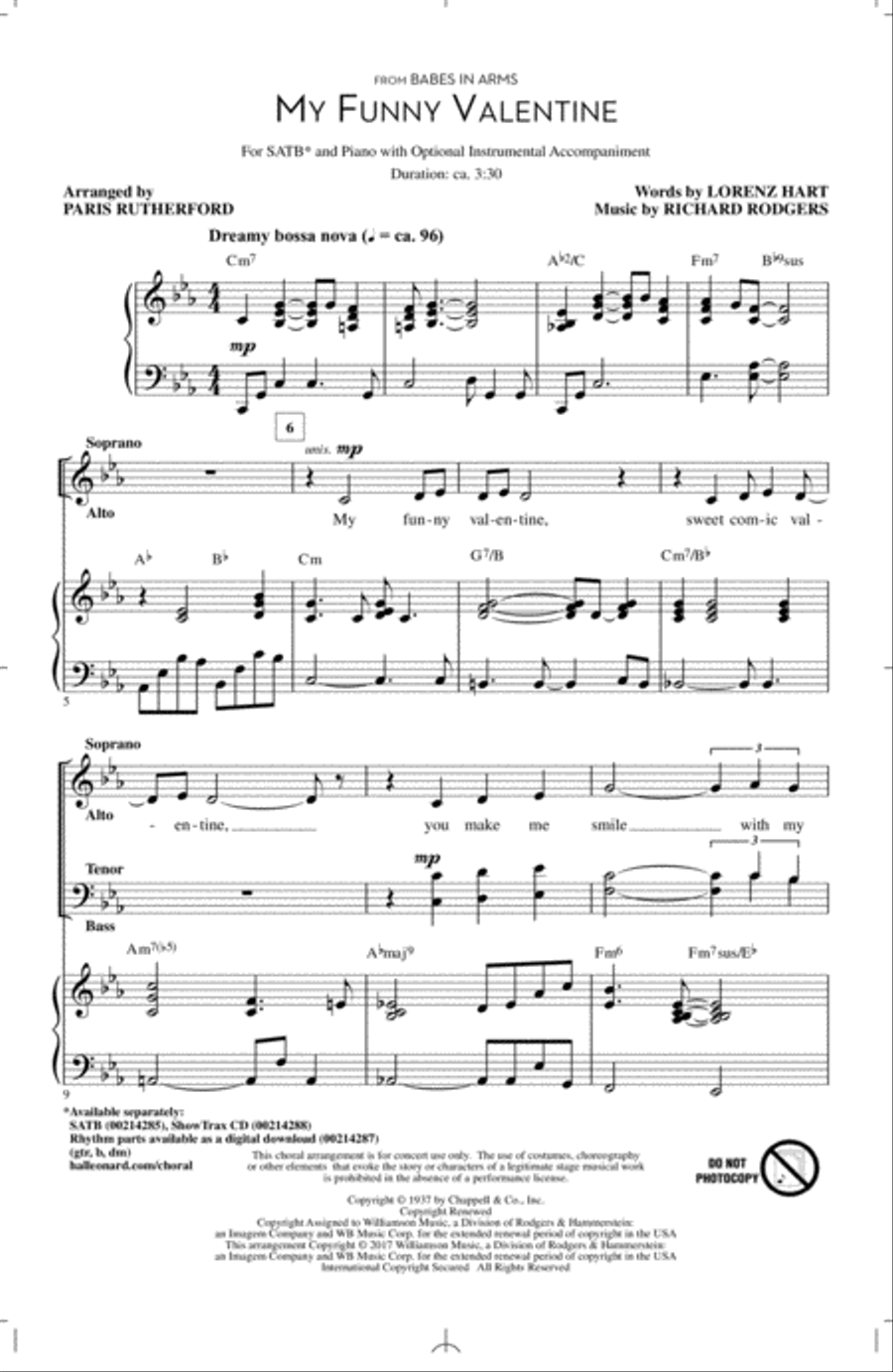 My Funny Valentine 4-Part scores gallery preview page 1