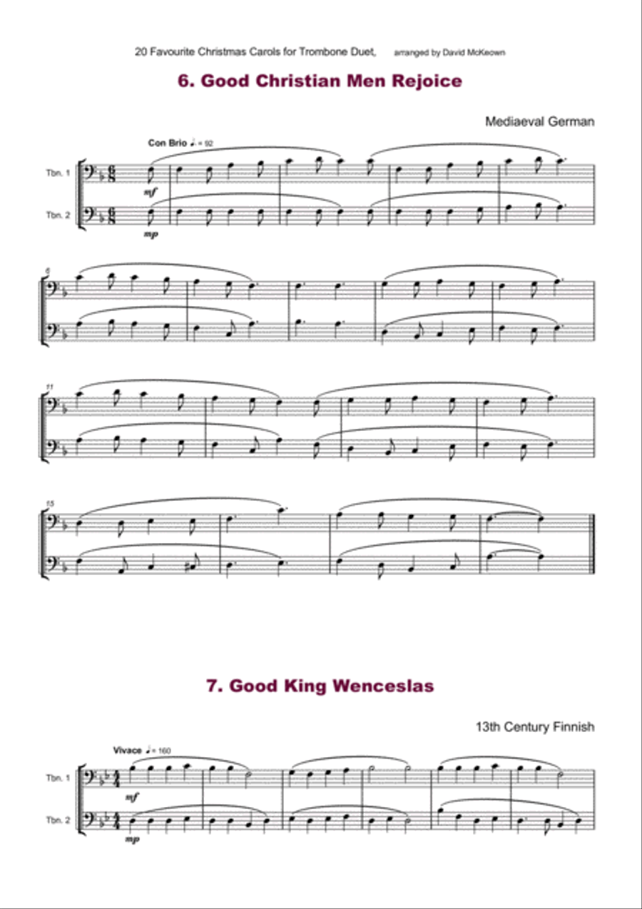 20 Favourite Christmas Carols for Trombone Duet Trombone Duet scores gallery preview page 6