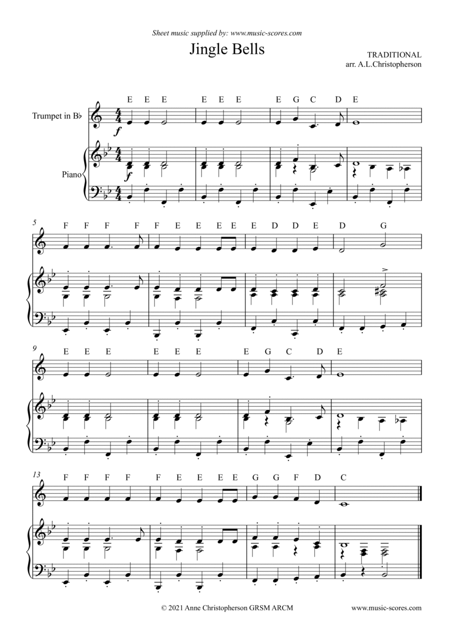 Jingle Bells - Very Easy Trumpet Trumpet Solo scores gallery preview page 1