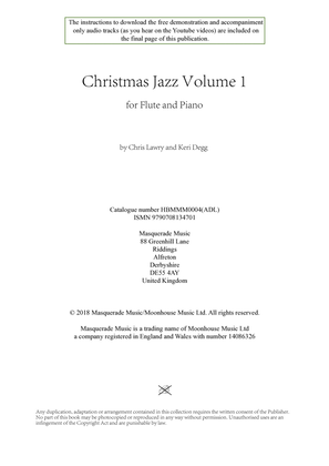 Book cover for Christmas Jazz Volume 1 (flute) - 5 Christmas/Holiday pieces in Jazz Styles (also Funk, and Ballad)