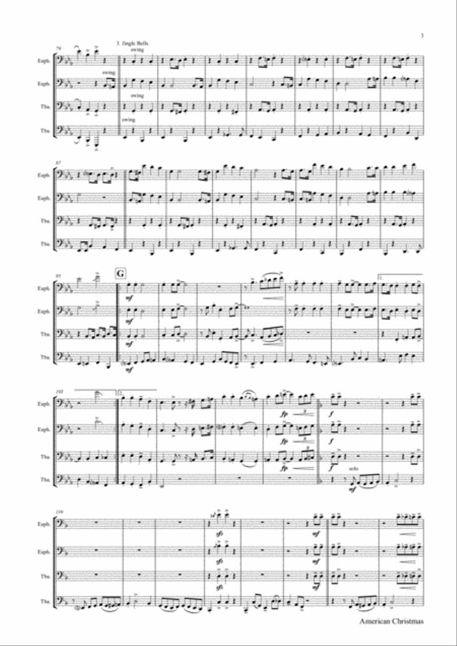 American Christmas - Mash up Rondo of best Christmas Songs - Low Brass Quartet/Tuba Quartet Brass Quartet scores gallery preview page 4