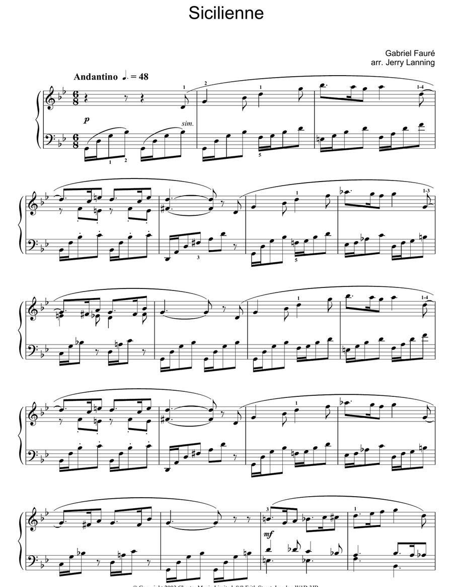 Sicilienne Sicilienne Piano Solo scores gallery preview page 1